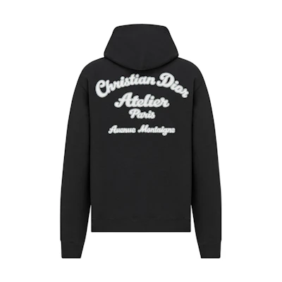 DIOR SS22 Black Logo Embroidered Hoodie Pullover 293J698A0531-C988