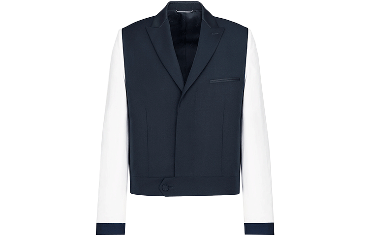 DIOR SS22 Blue Blended Layered Detail Long-Sleeve Jacket 213C252A5113-C580