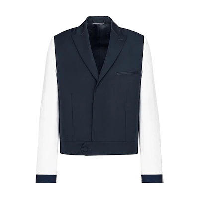 DIOR SS22 Blue Blended Layered Detail Long-Sleeve Jacket 213C252A5113-C580