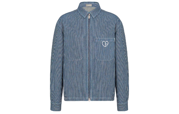 DIOR SS22 Blue Cotton Denim Striped Long-Sleeve Shirt. 213D486A286X-C580
