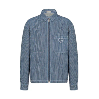 DIOR SS22 Blue Cotton Denim Striped Long-Sleeve Shirt. 213D486A286X-C580