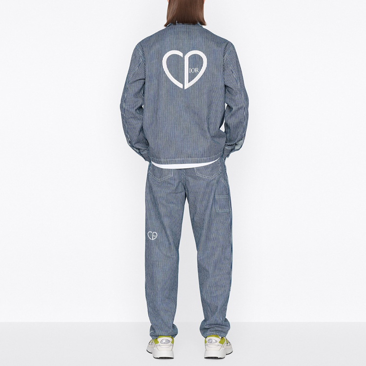 DIOR SS22 Blue Cotton Denim Striped Long-Sleeve Shirt. 213D486A286X-C580 圖 5