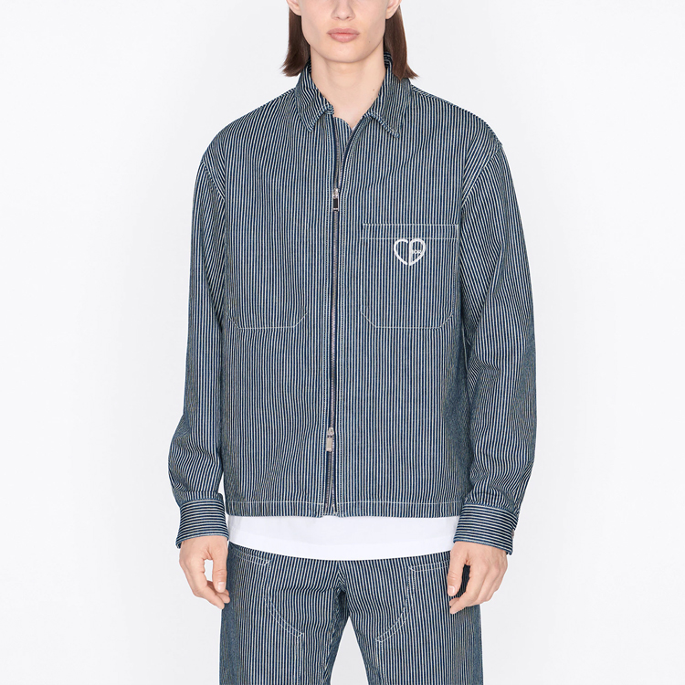 DIOR SS22 Blue Cotton Denim Striped Long-Sleeve Shirt. 213D486A286X-C580 圖 7