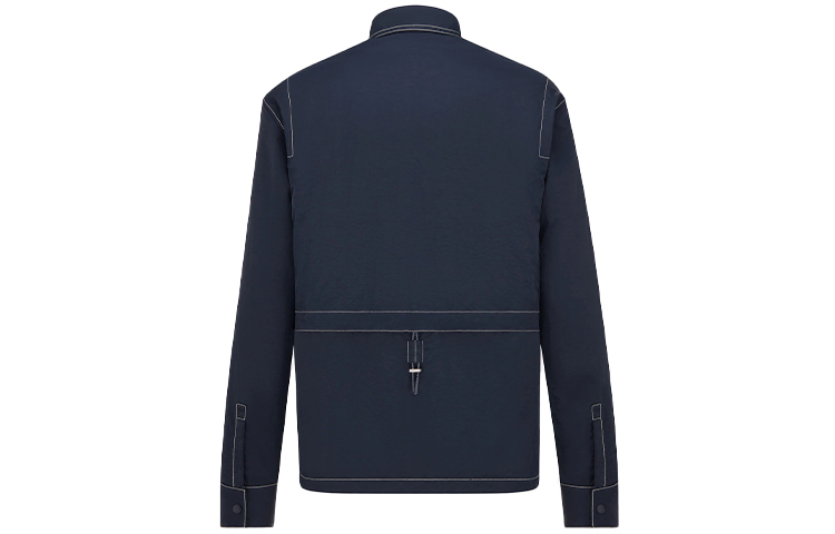 Lookbook DIOR SS22 Kemeja Lengan Panjang Biru dengan Desain Logo Bordir. 213C512A5456-C580