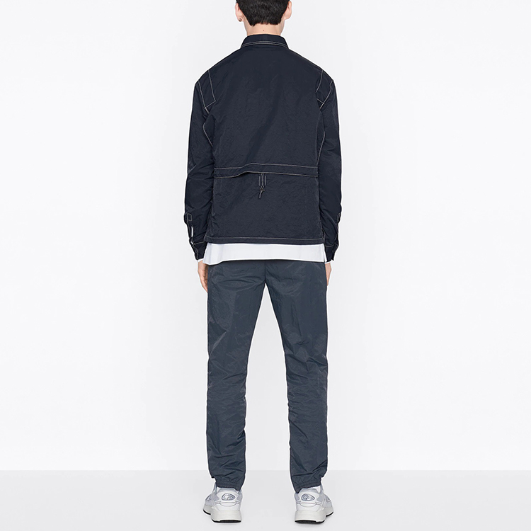 Details for DIOR SS22 Kemeja Lengan Panjang Biru dengan Desain Logo Bordir. 213C512A5456-C580