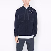 Cheap DIOR SS22 藍色刺繡Logo設計長袖襯衫 213C512A5456-C580