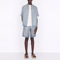 Purchase DIOR SS22 男士藍色全版Logo印花短袖襯衫。 193C545A4751-C582