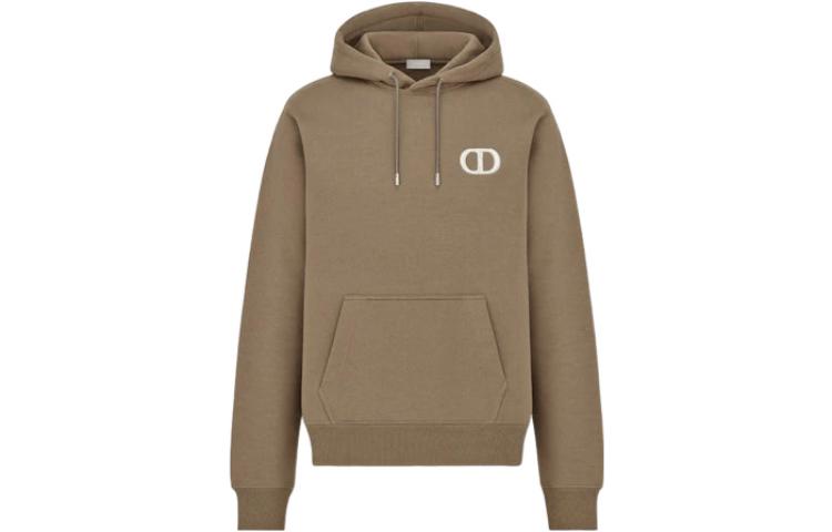 DIOR SS22 Brown  Embroidered Logo Pullover Hoodie. 113J698A0531-C781