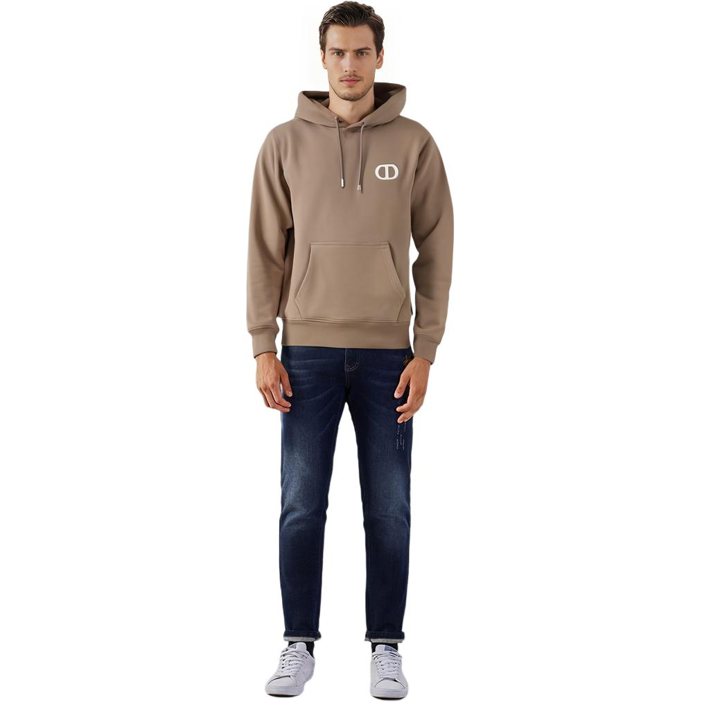 Shop DIOR SS22 棕色刺繡Logo連帽上衣. 113J698A0531-C781