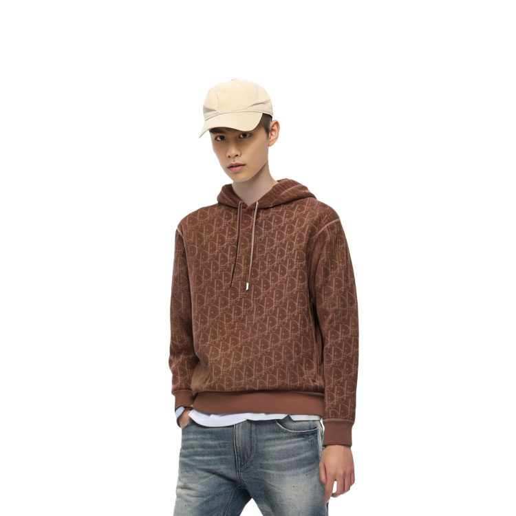 Shop DIOR SS22 Brown  Oversized Hoodie with Letter Print. 113J631A0684-C777