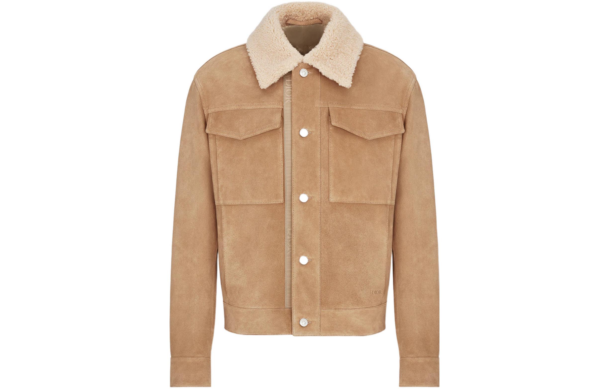 DIOR SS22 Brown Leather Jacket with Plain Lapel Design 213L437A0487-C125