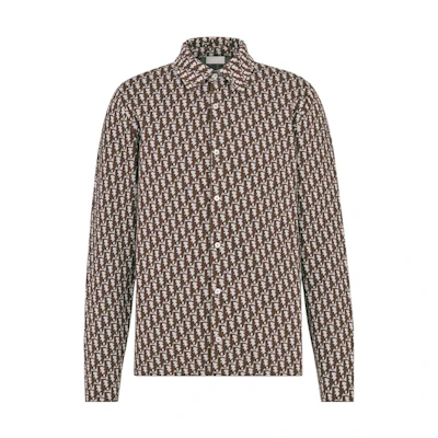 DIOR SS22 Brown Logo Print Single-Breasted Casual Long Sleeve Shirt Men 023M550AT099-C087