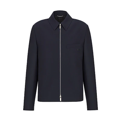 DIOR SS22 Dark Blue Wool Ribbed Zip-Up Jacket - Stylish & Versatile 193C243C5464-C540