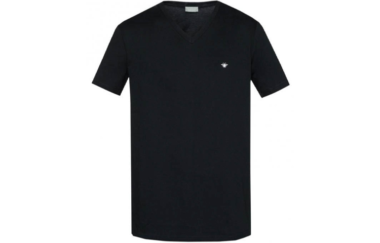 Order DIOR 男士 SS22 刺繡蜜蜂標誌V領黑色短袖T恤 733J604B0446-C980