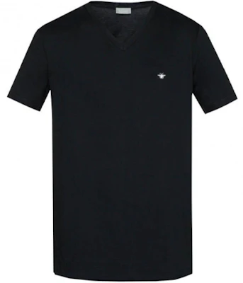 DIOR 男士 SS22 刺繡蜜蜂標誌V領黑色短袖T恤 733J604B0446-C980 Order DIOR 男士 SS22 刺繡蜜蜂標誌V領黑色短袖T恤 733J604B0446-C980