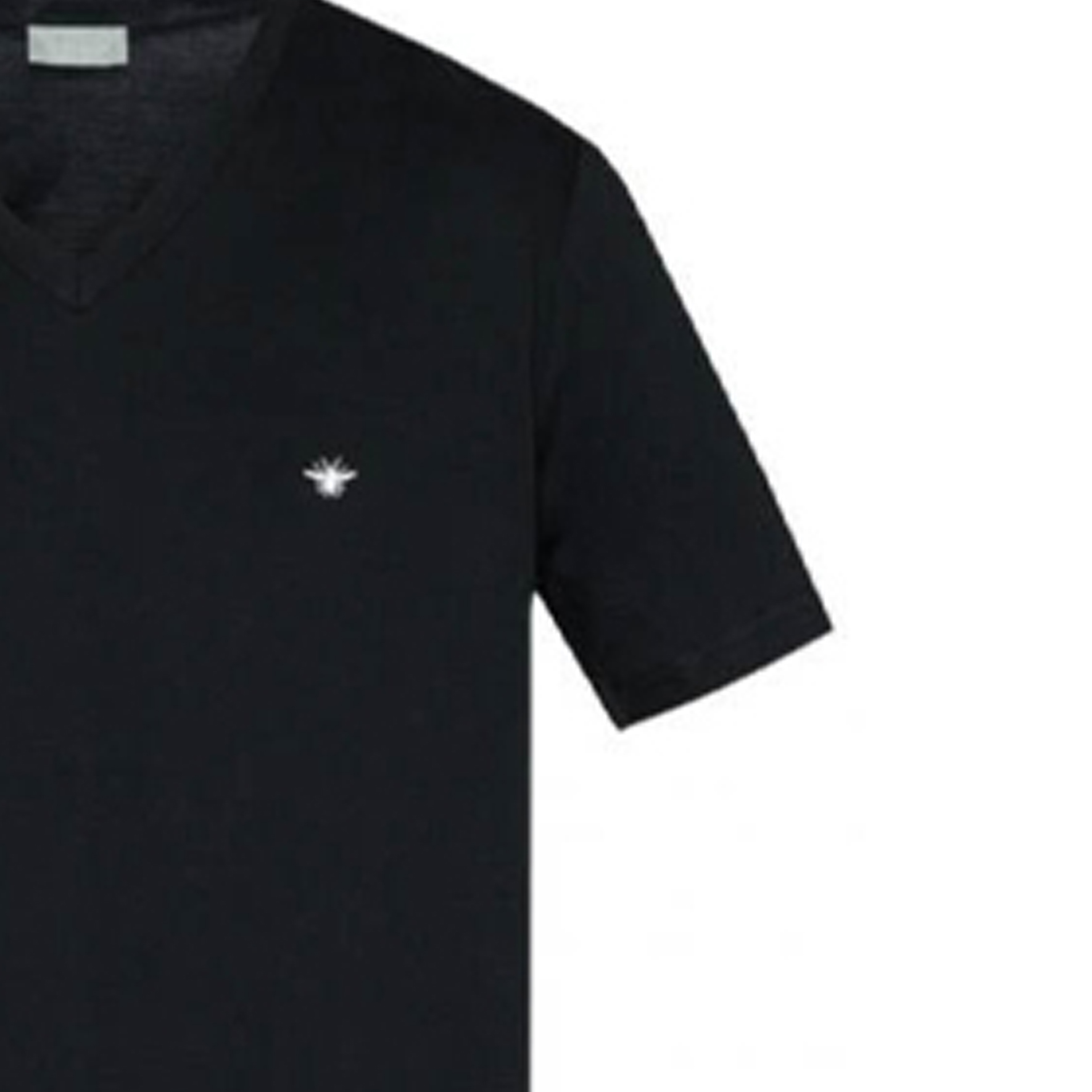 Details for DIOR 男士 SS22 刺繡蜜蜂標誌V領黑色短袖T恤 733J604B0446-C980