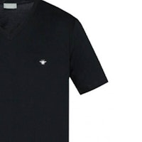 DIOR 男士 SS22 刺繡蜜蜂標誌V領黑色短袖T恤 733J604B0446-C980 Details for DIOR 男士 SS22 刺繡蜜蜂標誌V領黑色短袖T恤 733J604B0446-C980