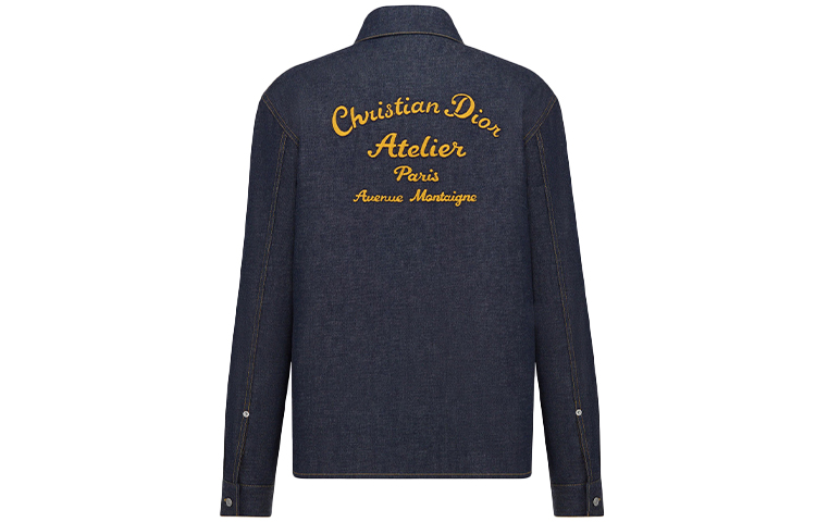 DIOR SS22 Embroidered Logo Cotton Denim Long Sleeve Shirt Blue 213D589AY506-C582 圖 3