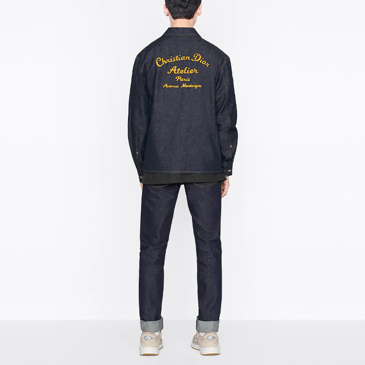 DIOR SS22 Embroidered Logo Cotton Denim Long Sleeve Shirt Blue 213D589AY506-C582 圖 5