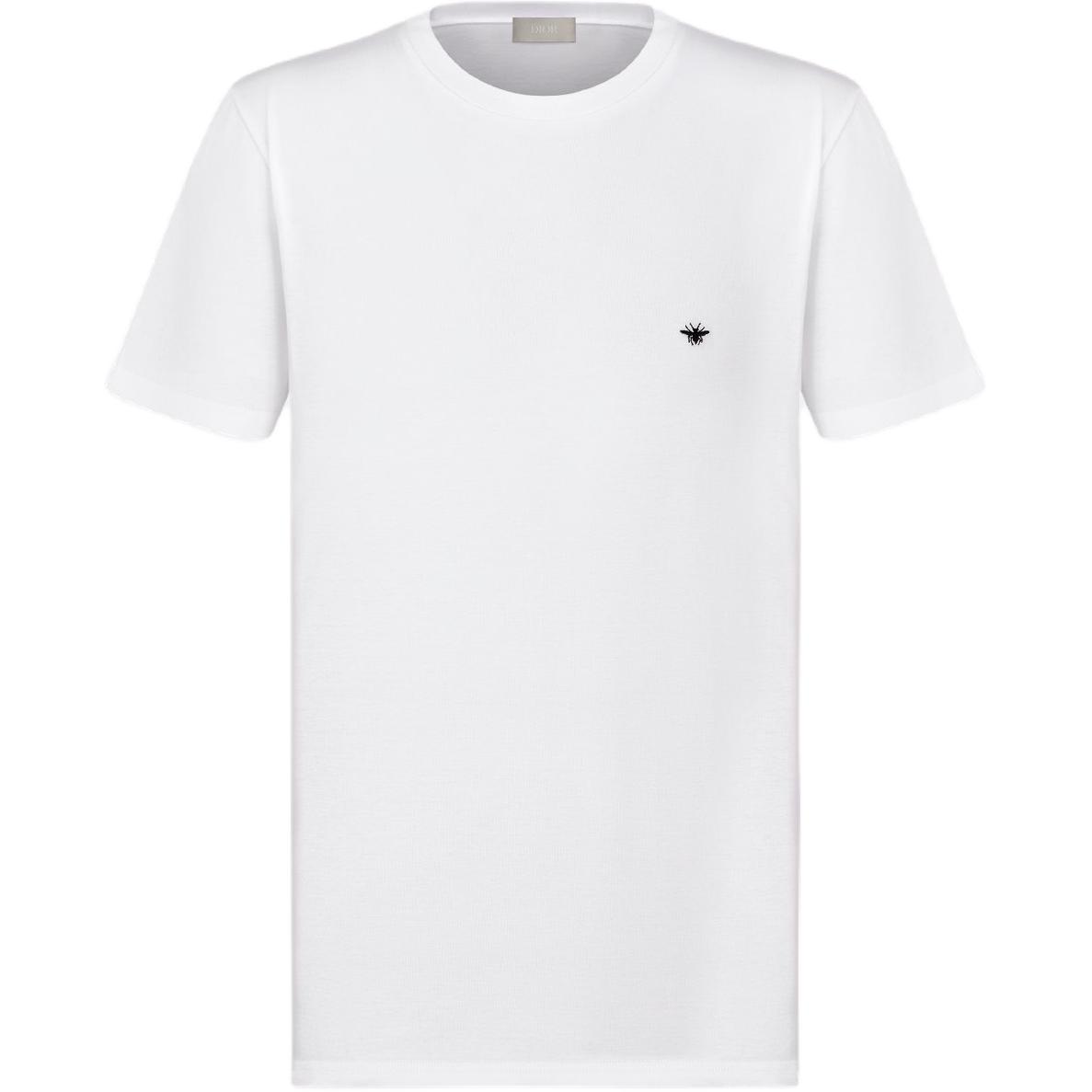 DIOR SS22 Essentials  White Bee Embroidered Cotton Jersey T-Shirt. 733J603B0677-C089