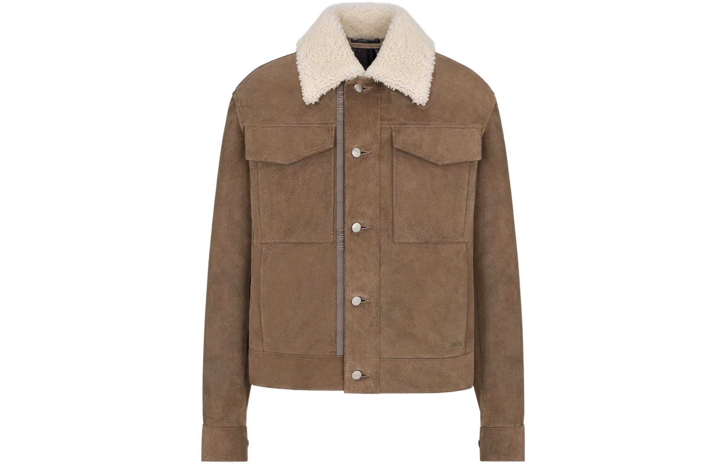 DIOR SS22 Khaki Leather Short Jacket 213L437A0487-C180