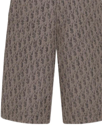 DIOR SS22 男士棕色印花丹寧工裝短褲. 283D013AY510-C789 Details for DIOR SS22 男士棕色印花丹寧工裝短褲. 283D013AY510-C789