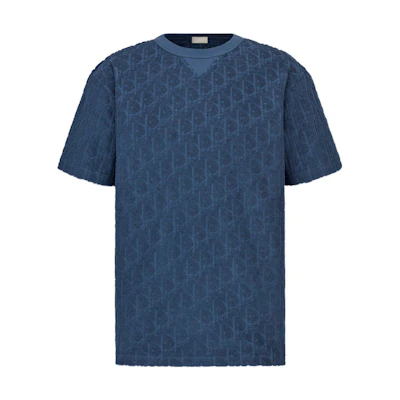 DIOR SS22 Logo Printed Crewneck Short Sleeve T-Shirt Blue Fashion. 113J692A0614-C531