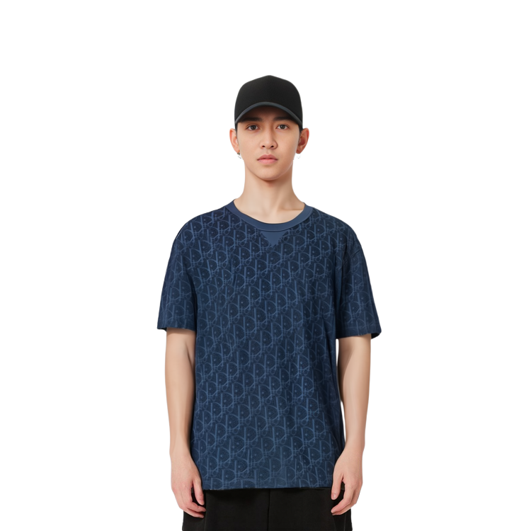 Details for 디올 SS22 로고 프린팅 반팔 크루넥 티셔츠 블루 패션. 113J692A0614-C531