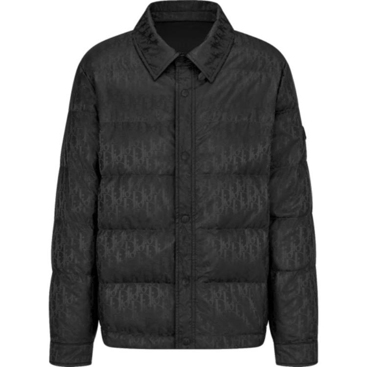 DIOR SS22 Monogram Single-Breasted Collared Jacket Black 293C436A4462-C989