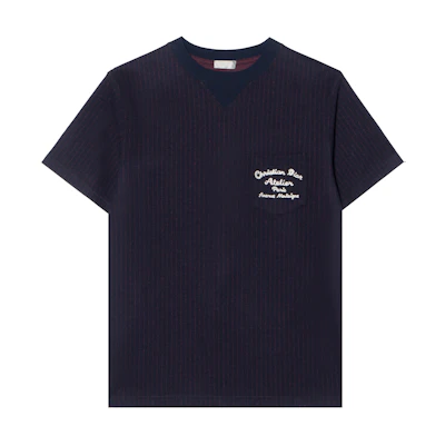 DIOR SS22 Navy Blue Logo Crewneck T-Shirt. 213J637A0739-C583
