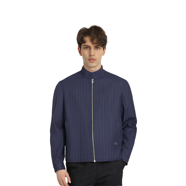 Purchase DIOR 2022春夏款海军蓝条纹羊毛斜纹哈灵顿夹克。 113C440A5467-C585