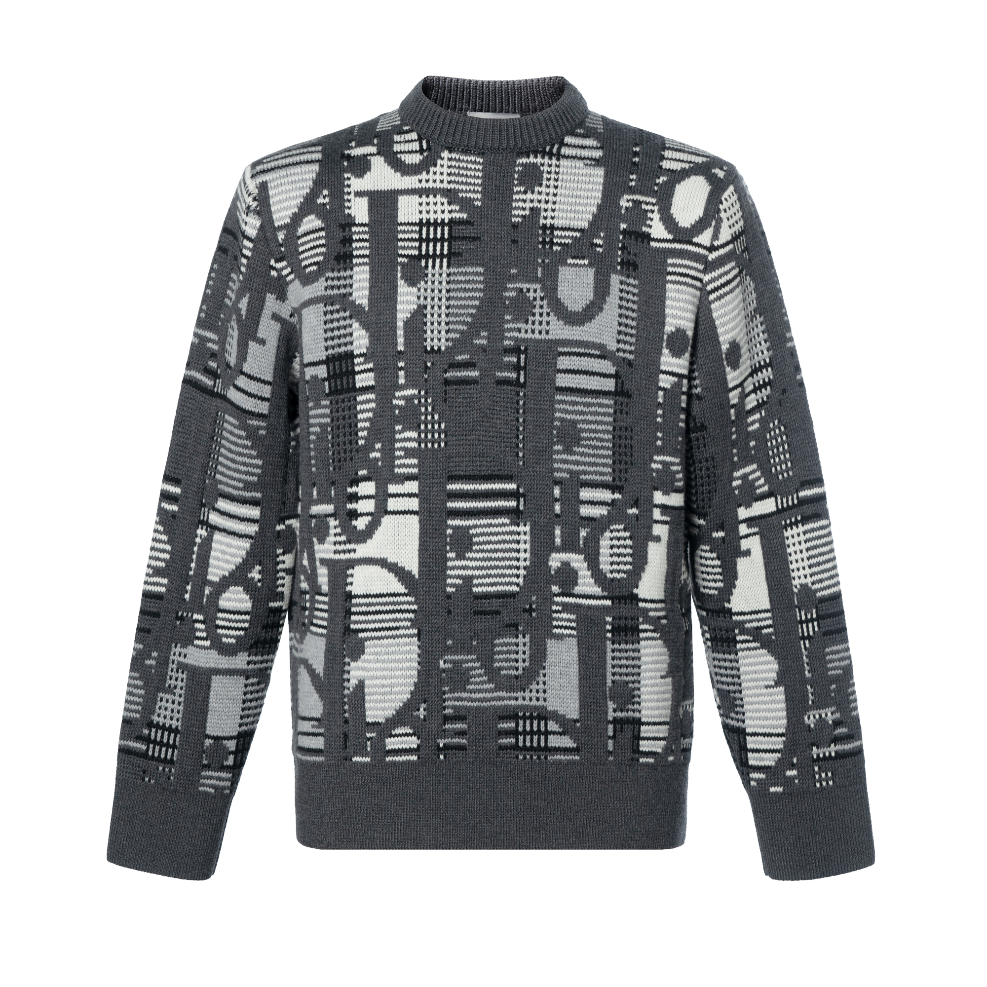 DIOR SS22 Oblique Jacquard Knit Wool Sweater Grey 213M658AT377-C880
