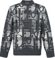 DIOR SS22 Oblique Jacquard Knit Wool Sweater Grey 213M658AT377-C880 DIOR SS22 Oblique Jacquard Knit Wool Sweater Grey 213M658AT377-C880
