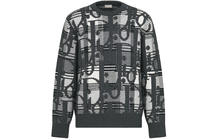 Order DIOR SS22 Oblique Jacquard Knit Wool Sweater Abu-Abu 213M658AT377-C880