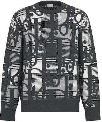DIOR SS22 オブリーク ジャカード ニット ウール セーター グレー 213M658AT377-C880 Order DIOR SS22 オブリーク ジャカード ニット ウール セーター グレー 213M658AT377-C880