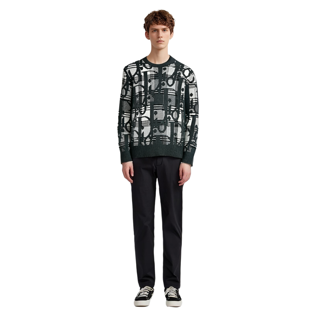 Purchase DIOR SS22 Oblique Jacquard Knit Wool Sweater Abu-Abu 213M658AT377-C880