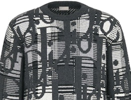 DIOR SS22 Oblique Jacquard Knit Wool Sweater Abu-Abu 213M658AT377-C880 Details for DIOR SS22 Oblique Jacquard Knit Wool Sweater Abu-Abu 213M658AT377-C880