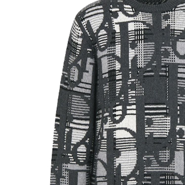 Sizing DIOR SS22 Oblique Jacquard Knit Wool Sweater Abu-Abu 213M658AT377-C880