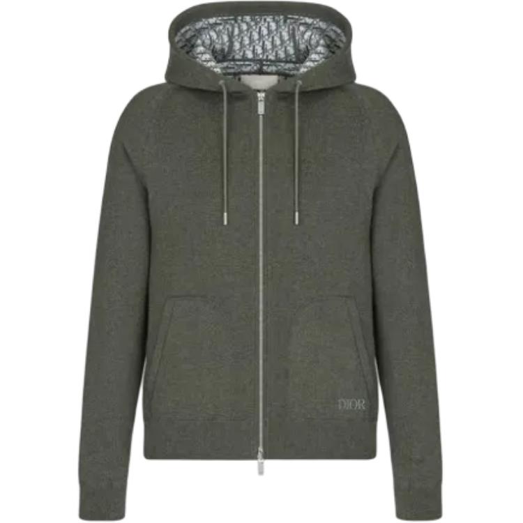 DIOR SS22 Olive Green Monogram Lined Hoodie 113M221AT225-C688