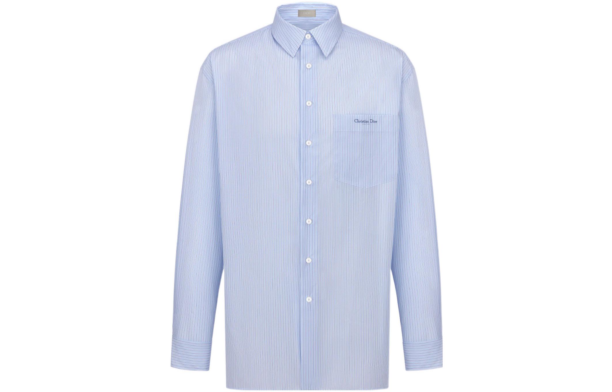 Order Camisa de Algodón a Rayas Blancas y Azules DIOR SS22 Oversized 243C551A5656-C075