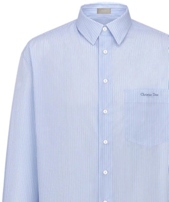 DIOR SS22 Oversized Striped Cotton Shirt White Blue Stripes 243C551A5656-C075 Sizing DIOR SS22 Oversized Striped Cotton Shirt White Blue Stripes 243C551A5656-C075