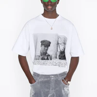 Shop DIOR SS22 Portrait Letter Print Short Sleeve T-Shirt White 293J673A0554-C089