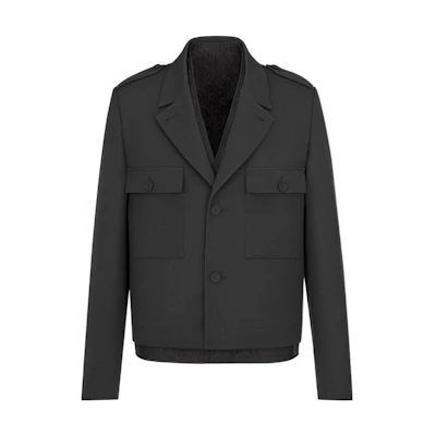 DIOR SS22 Solid Color Double Pocket Collared Jacket Black 213C254A5180-C989