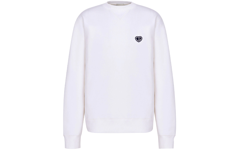 DIOR SS22 White Crewneck Pullover Long-Sleeve Sweatshirt 213J687A0531-C001