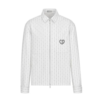 DIOR SS22 White Embroidered Logo Striped Denim Jacket Long Sleeve . 213D486A5448-C085