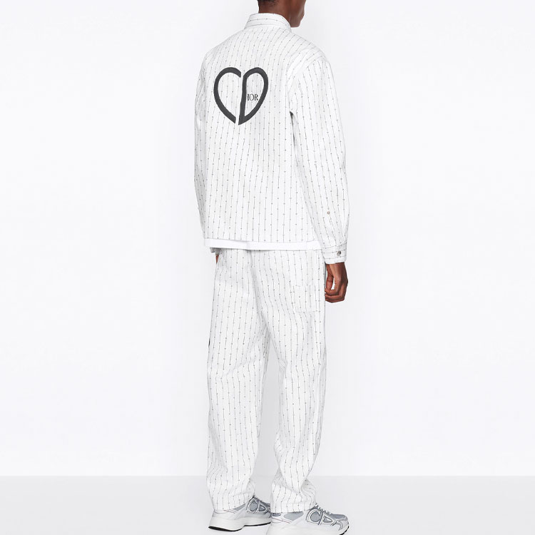 Purchase DIOR SS22 ホワイト 刺繍ロゴ ストライプデニム ジャケット 長袖 213D486A5448-C085