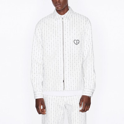 DIOR SS22 ホワイト 刺繍ロゴ ストライプデニム ジャケット 長袖 213D486A5448-C085 Sizing DIOR SS22 ホワイト 刺繍ロゴ ストライプデニム ジャケット 長袖 213D486A5448-C085