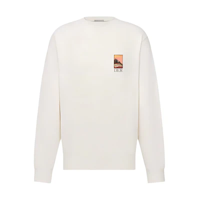 DIOR SS22 White Pullover Sweatshirt with Logo Print for Men 293J694B0531-C087