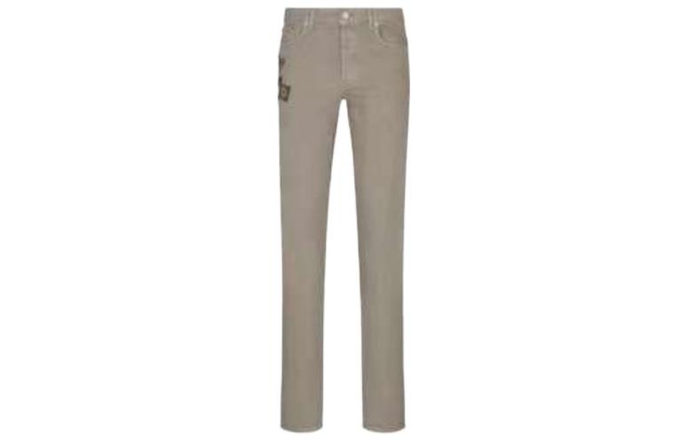 DIOR SS22 x Judy Blame Logo Embroidered High-Waisted Slim Jeans Khaki Men. 013D000B258X-C820
