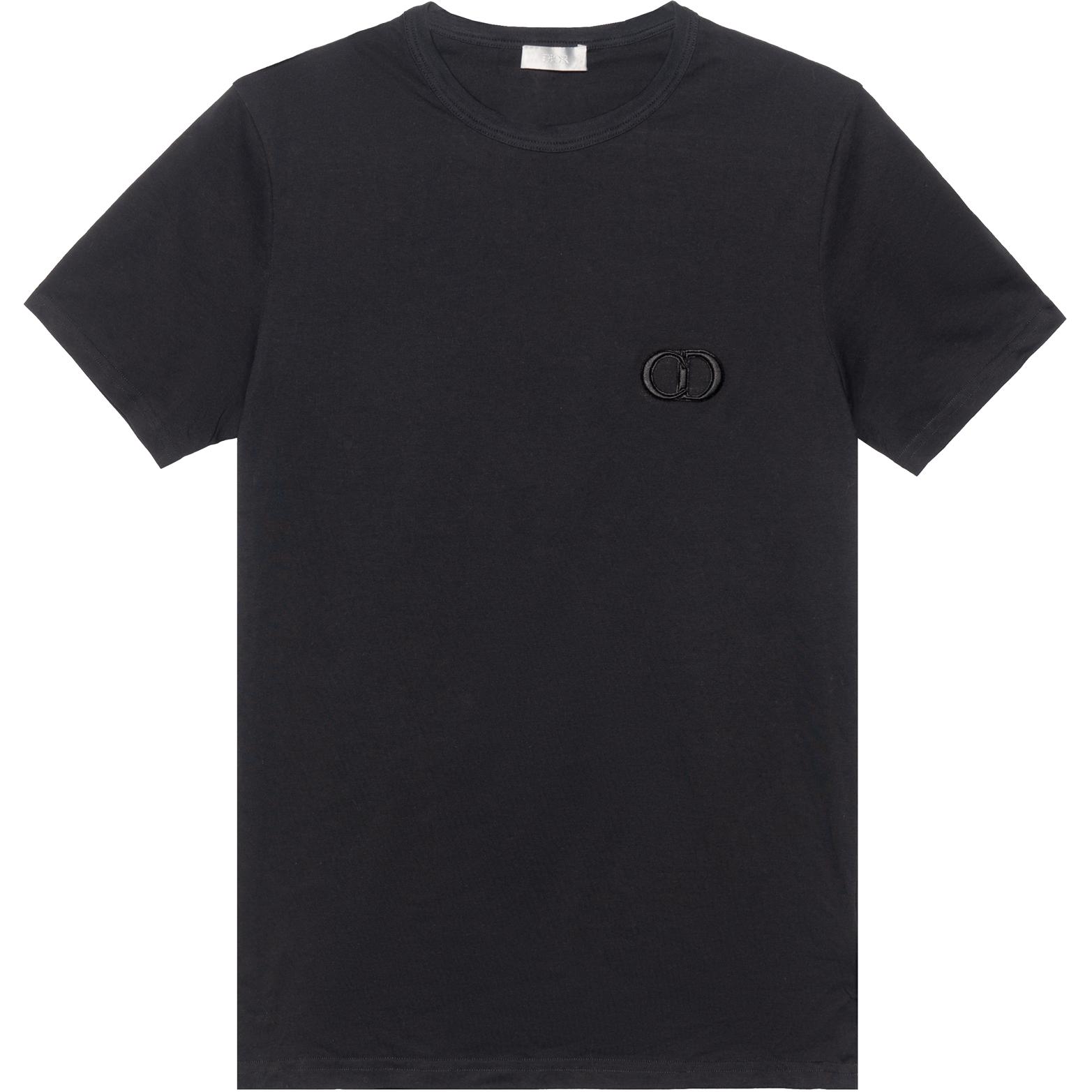 DIOR SS23  Black Cotton Jersey CD Icon Embroidered Crewneck T-Shirt. 013J600A0677-C989